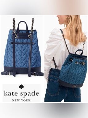 Kate Spade Briar Lane Quilted Denim Bucket Backpack